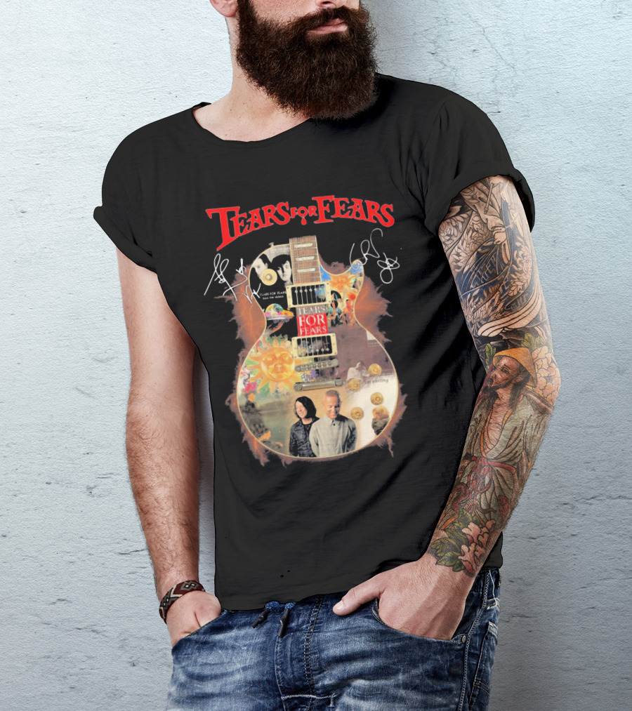 Tears For Fears Pop Rock Band Guitar Collage With And Band Members T-Shirt