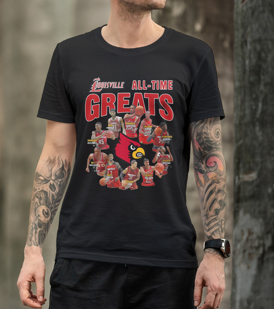 Louisville Cardinals Basketball All-Time Greats Legends Unseld Griffith Siva T-Shirt