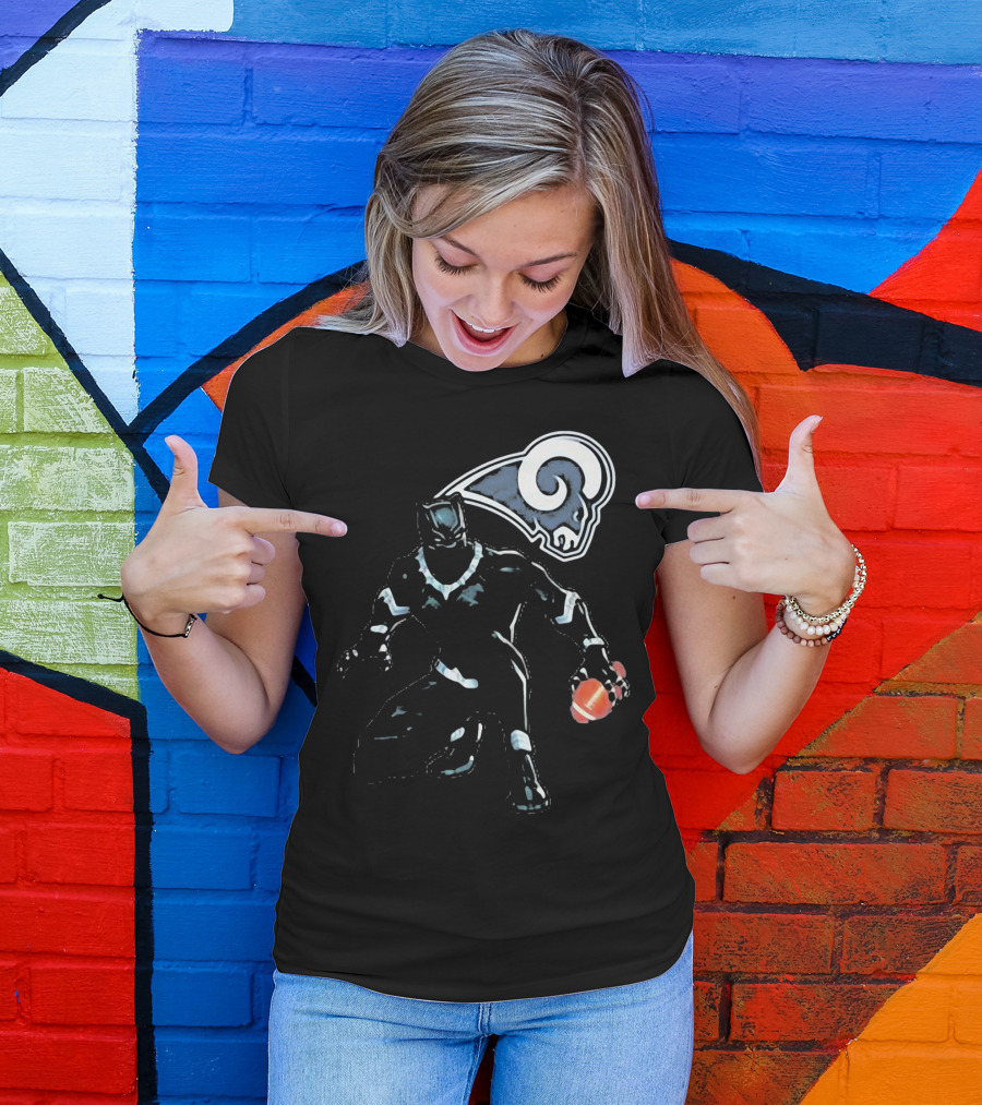 Black Panther Rams Football Crossover Los Angeles Rams T-Shirt