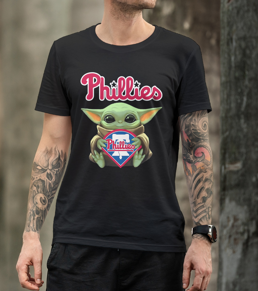 Phillies Baby Yoda Hug Philadelphia Phillies T-Shirt