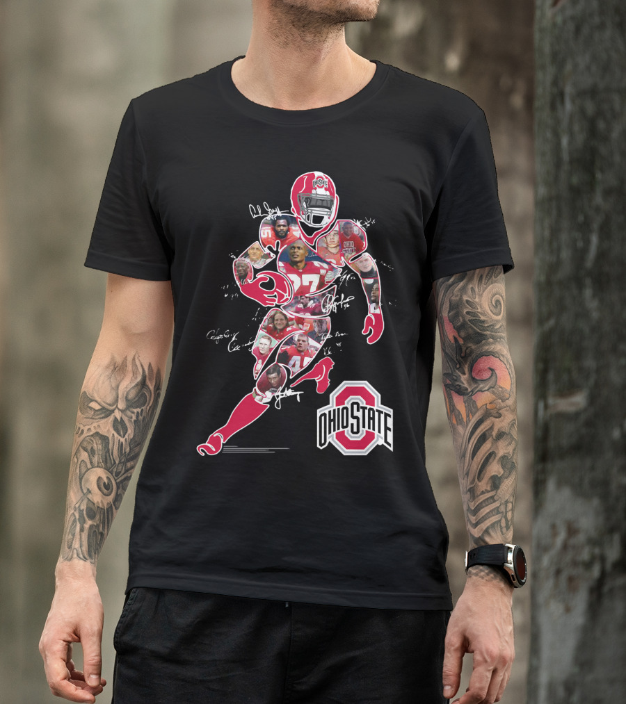 Ohio State Buckeyes Football Collage With Player And Helmet T-Shirt