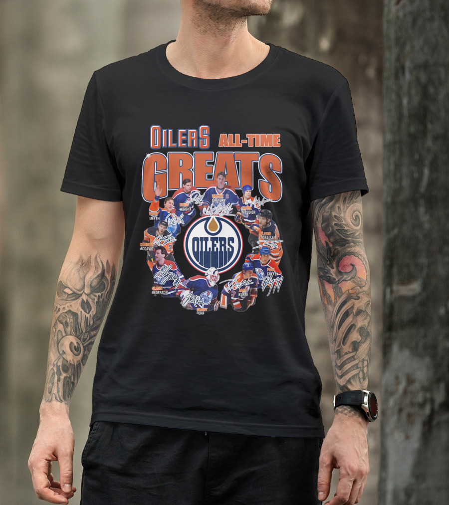 Oilers All Time Greats Wayne Gretzky Edmonton Legends Coffey Messier Kurri T-Shirt