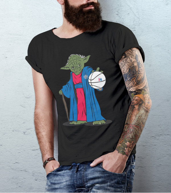 MASTER YODA PHILADELPHIA 76ERS STAR WARS NBA CROSSOVER T-Shirt