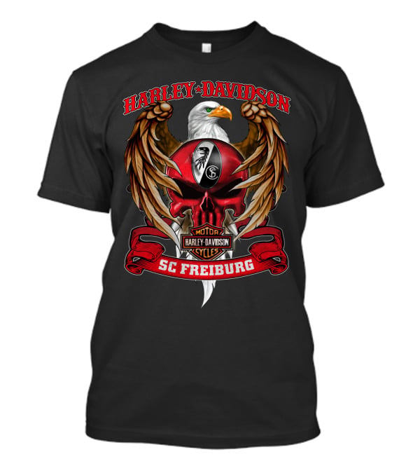 Harley Davidson Sc Freiburg Motorcycles Football Eagle Crest T-Shirt