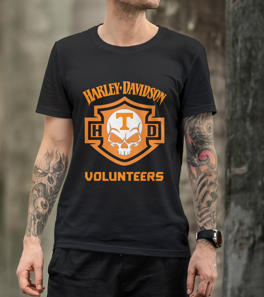 Harley Davidson Volunteers Skull Tennessee Ncaa Football Fans T-Shirt
