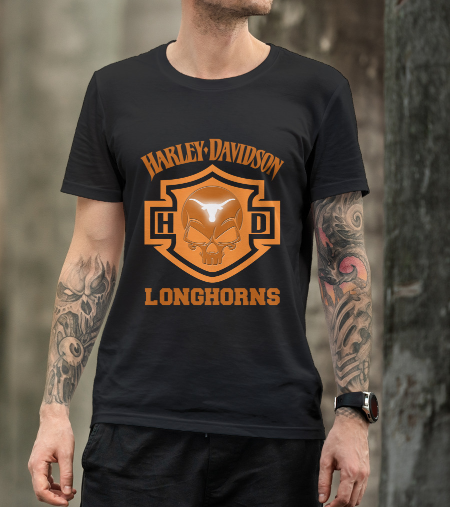 Harley Davidson Hd Longhorns Texas Ncaa Football Fans 127 T-Shirt