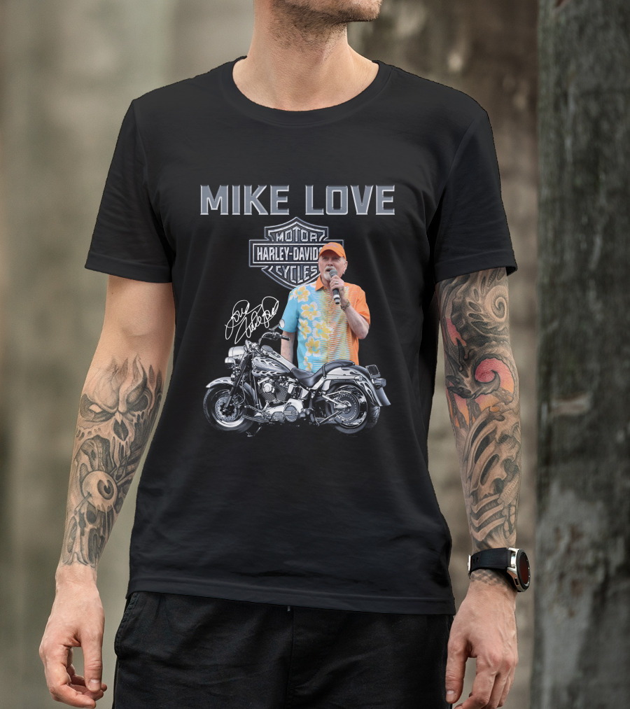 Mike Love Harley Davidson Motorcycle Signature T-Shirt