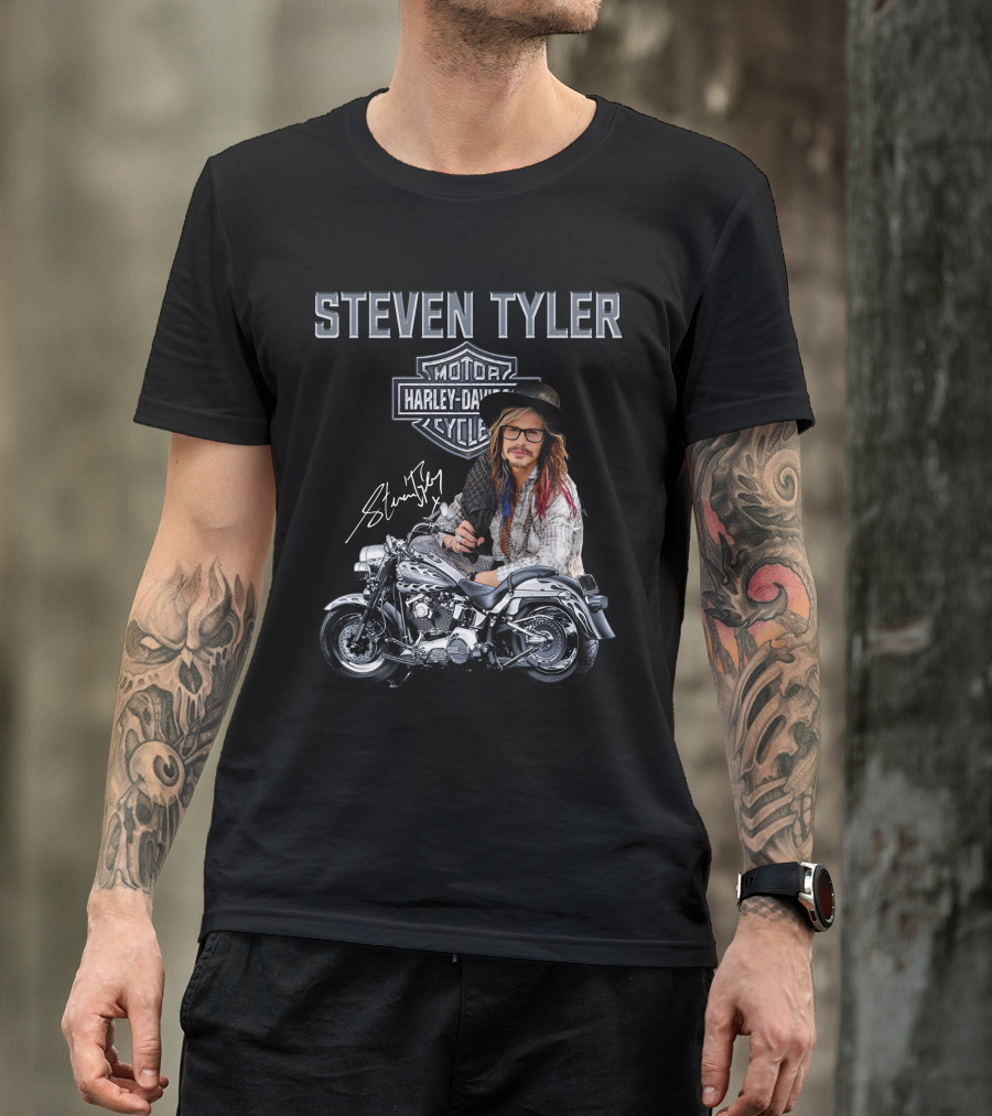 Steven Tyler Harley Davidson Motorcycles Signature T-Shirt