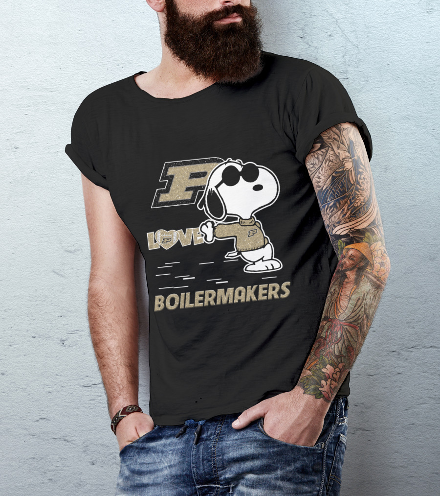 Snoopy Love Purdue Boilermakers P T-Shirt