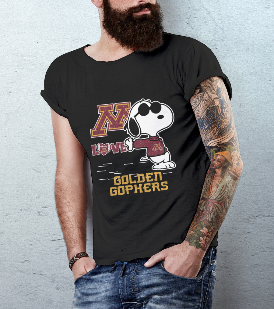 Snoopy Love University Of Minnesota Golden Gophers Football T-Shirt