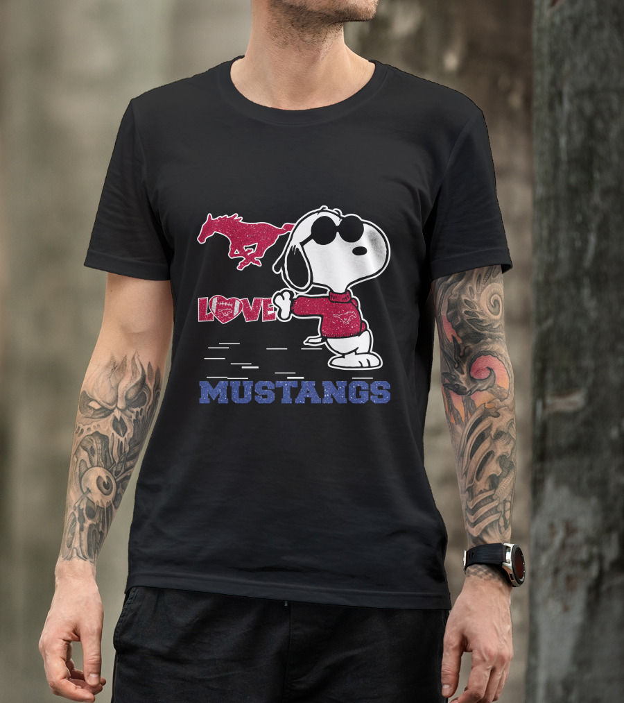 Snoopy Love SMU Mustangs Football Peanuts T-Shirt