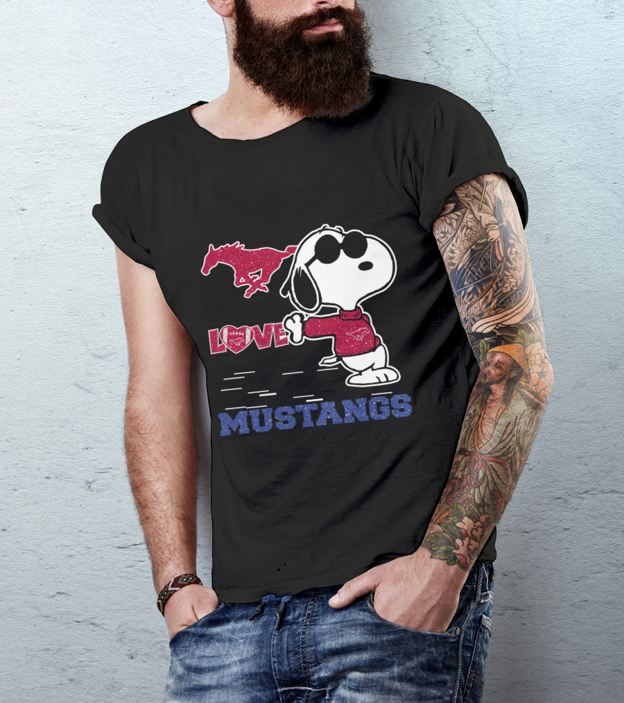 Snoopy Love SMU Mustangs Football Peanuts T-Shirt