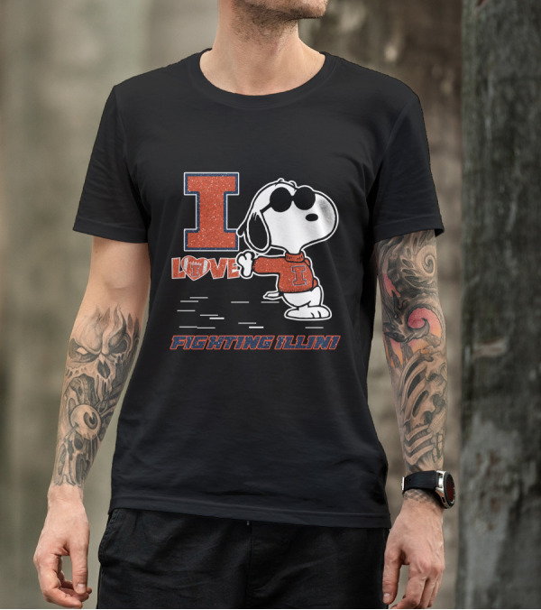 I Love Snoopy Illinois Fighting Illini T-Shirt