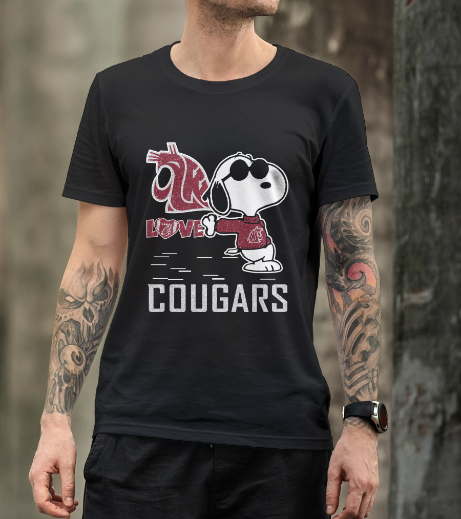 Snoopy Love Washington State Cougars Peanuts WSU Spirit T-Shirt