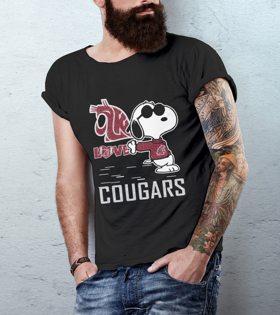 Snoopy Love Washington State Cougars Peanuts WSU Spirit T-Shirt