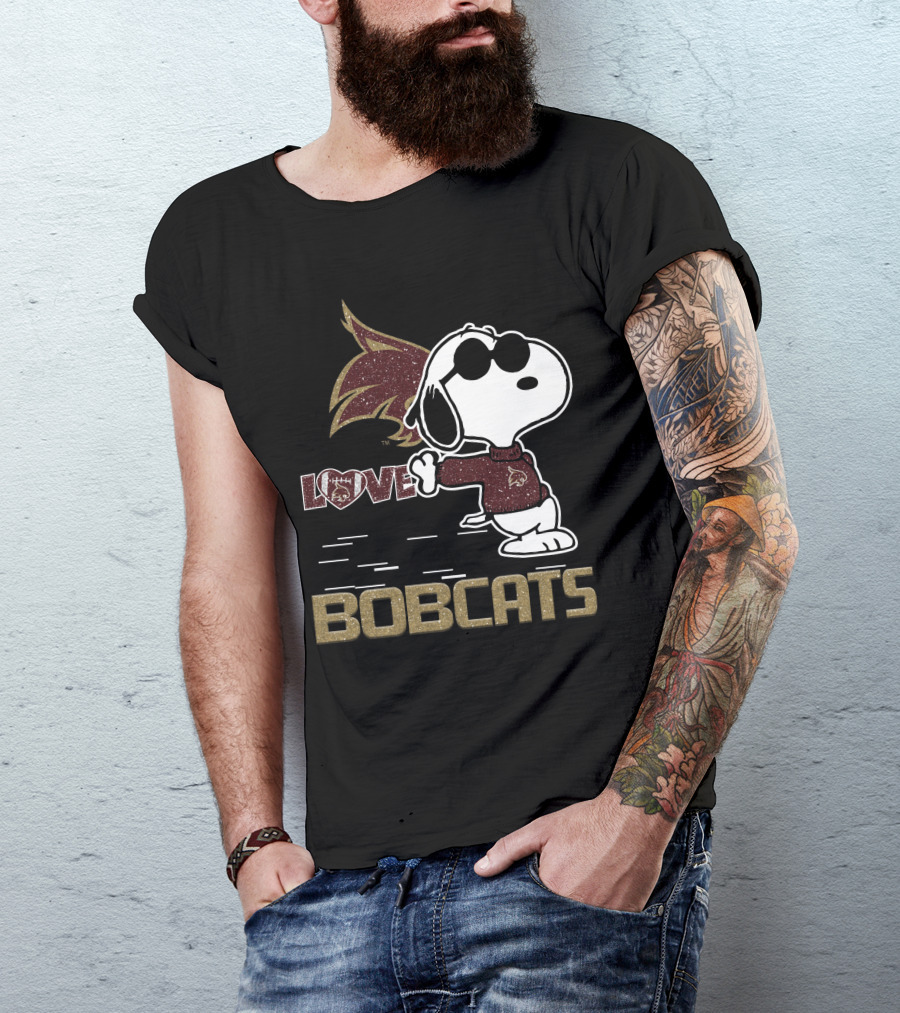 Snoopy Bobcats Love Texas State Bobcats T-Shirt