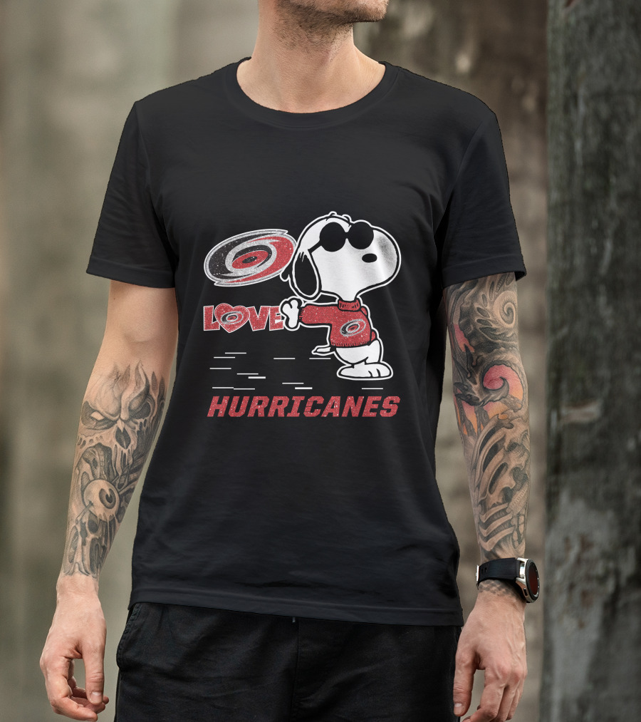 Snoopy Love Carolina Hurricanes Peanuts Hockey Fans T-Shirt
