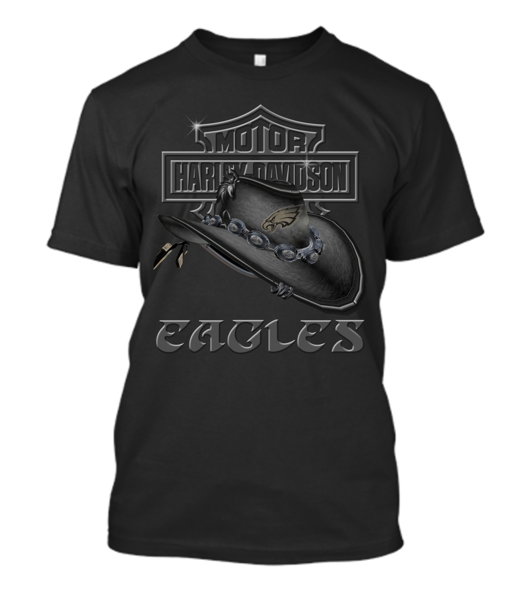 Motor Harley Davidson Philadelphia Eagles Cowboy Hat T-Shirt
