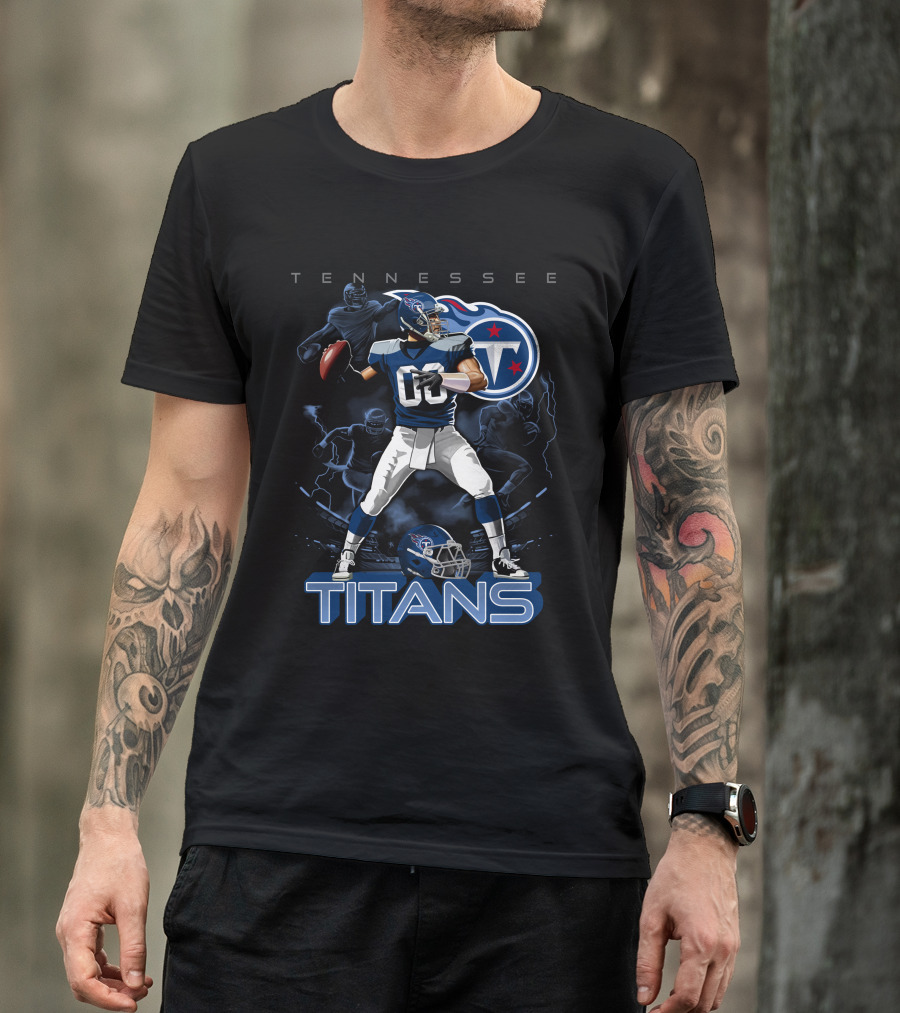 Tennessee Titans Football Player With Logo And Helmet T-Shirt