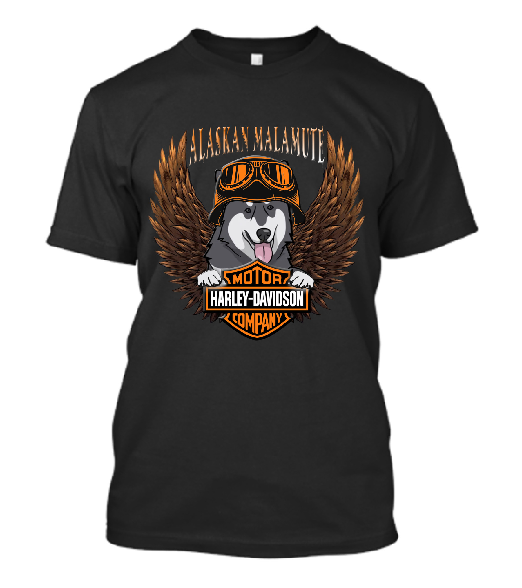 Alaskan Malamute Harley Davidson Motor Company Winged Goggles T-Shirt