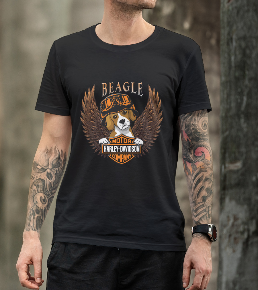 Beagle Harley Davidson Motor Company Winged T-Shirt