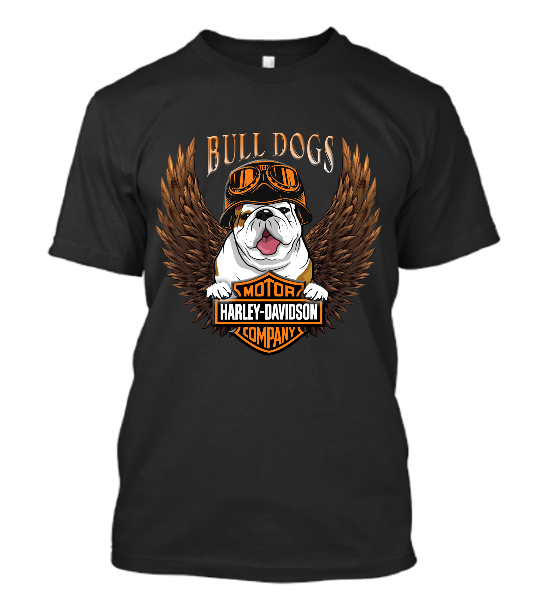 Bull Dogs Harley Davidson Motor Company Wings Helmet T-Shirt