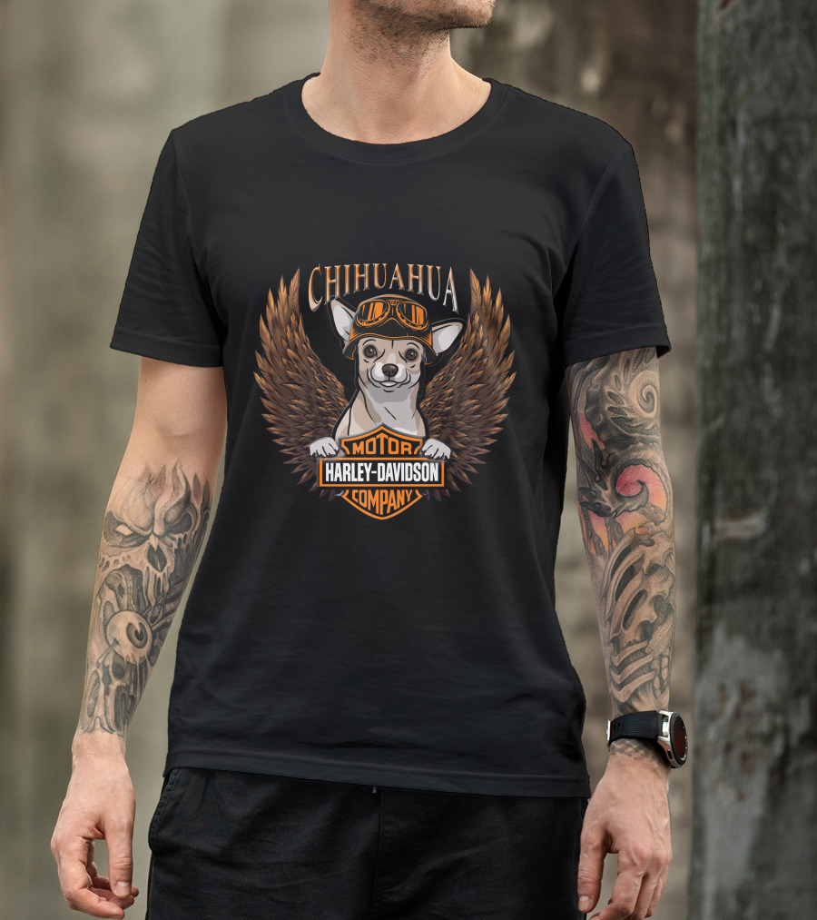 Chihuahua Harley Davidson Motor Company Wings T-Shirt