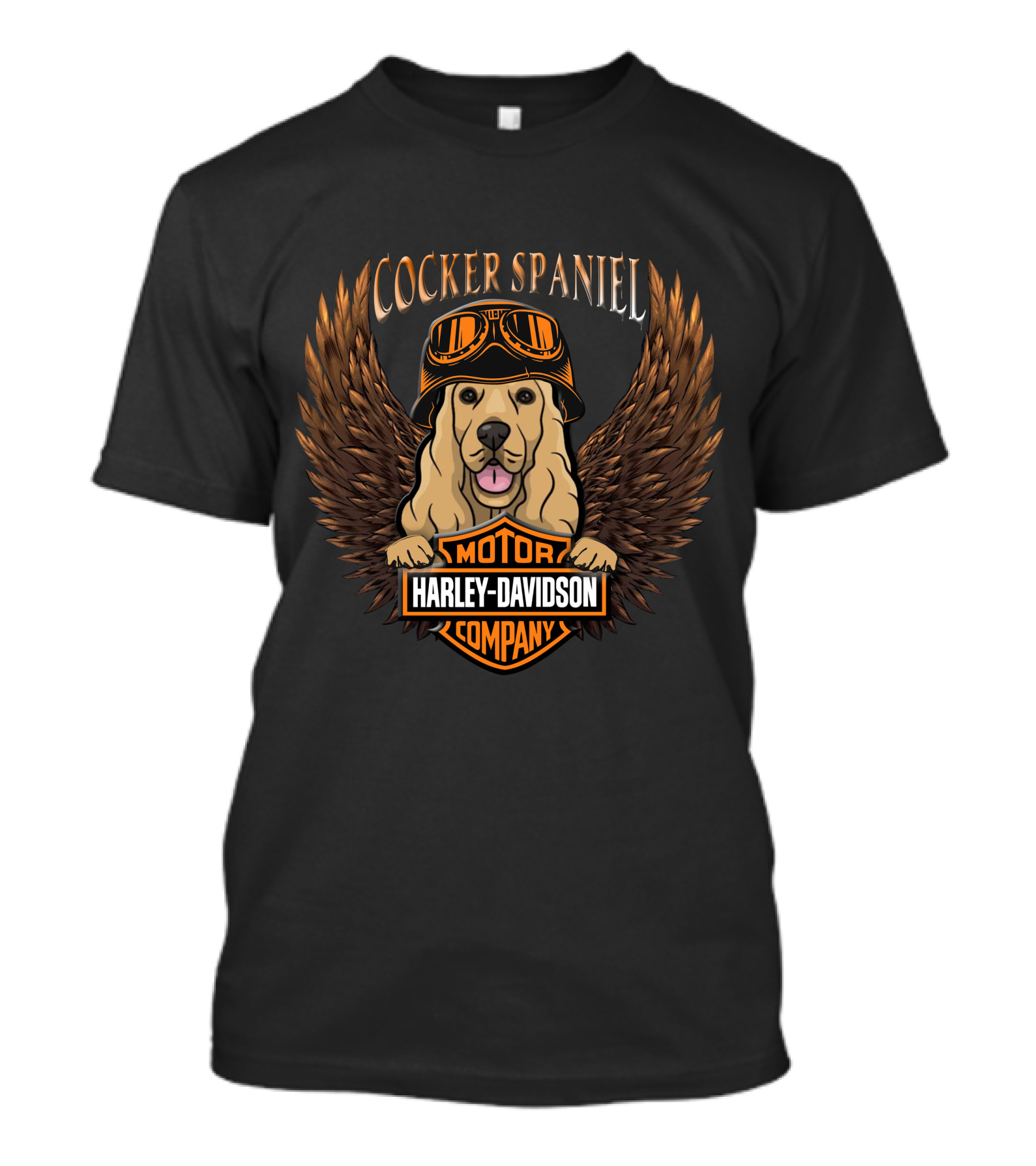Cocker Spaniel Harley Davidson Motor Company Wings Helmet Goggles T-Shirt