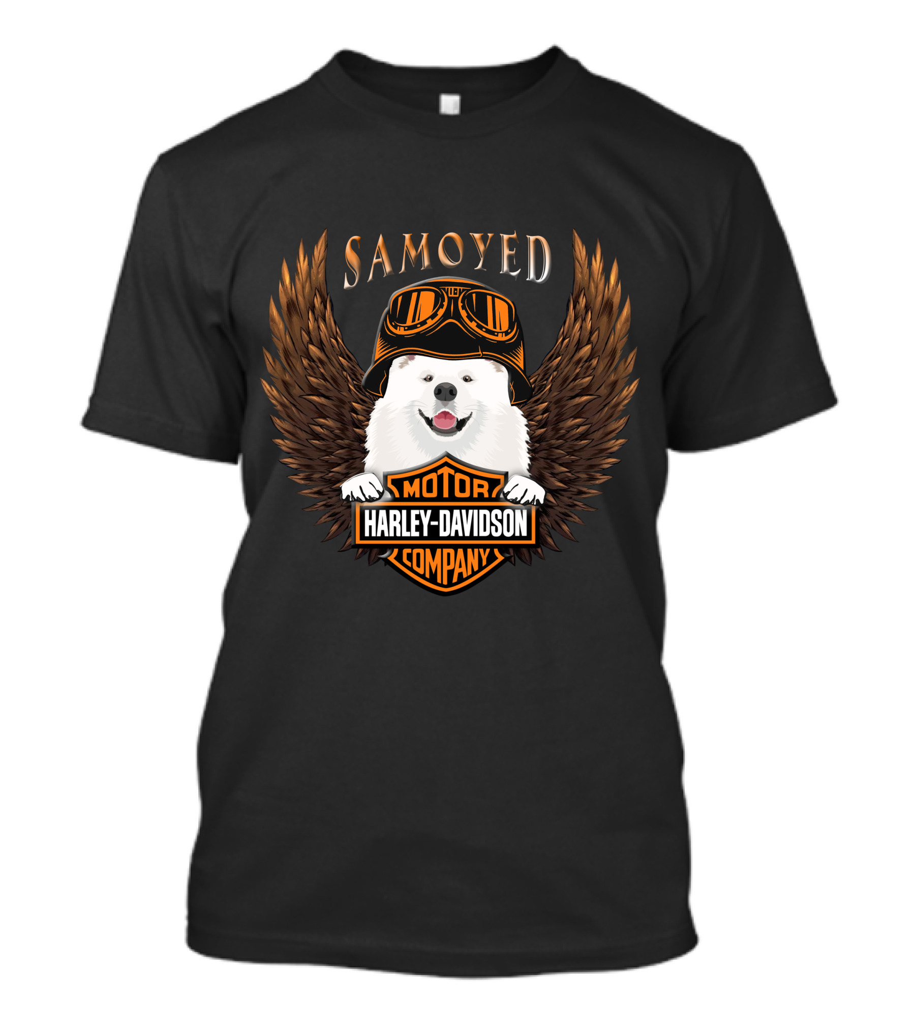 Samoyed Harley Davidson Motor Company Winged Goggles T-Shirt