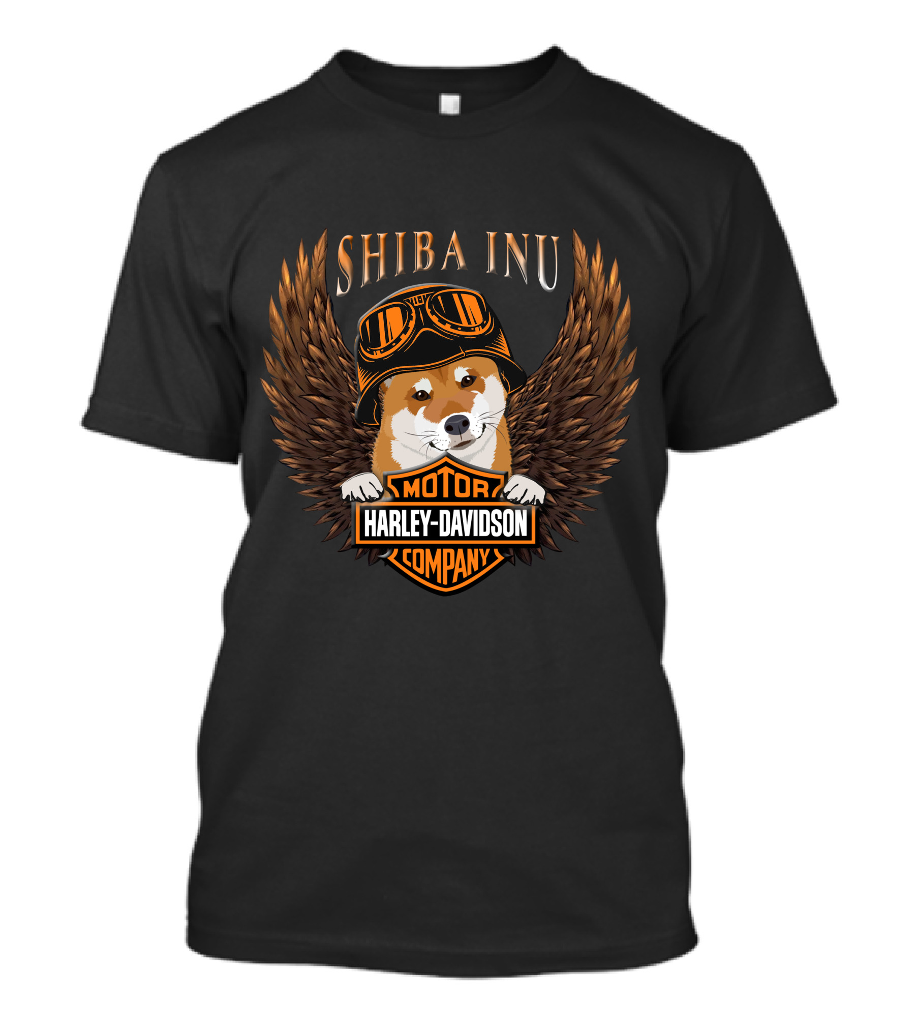 Shiba Inu Harley Davidson Motor Company Wings And Goggles T-Shirt