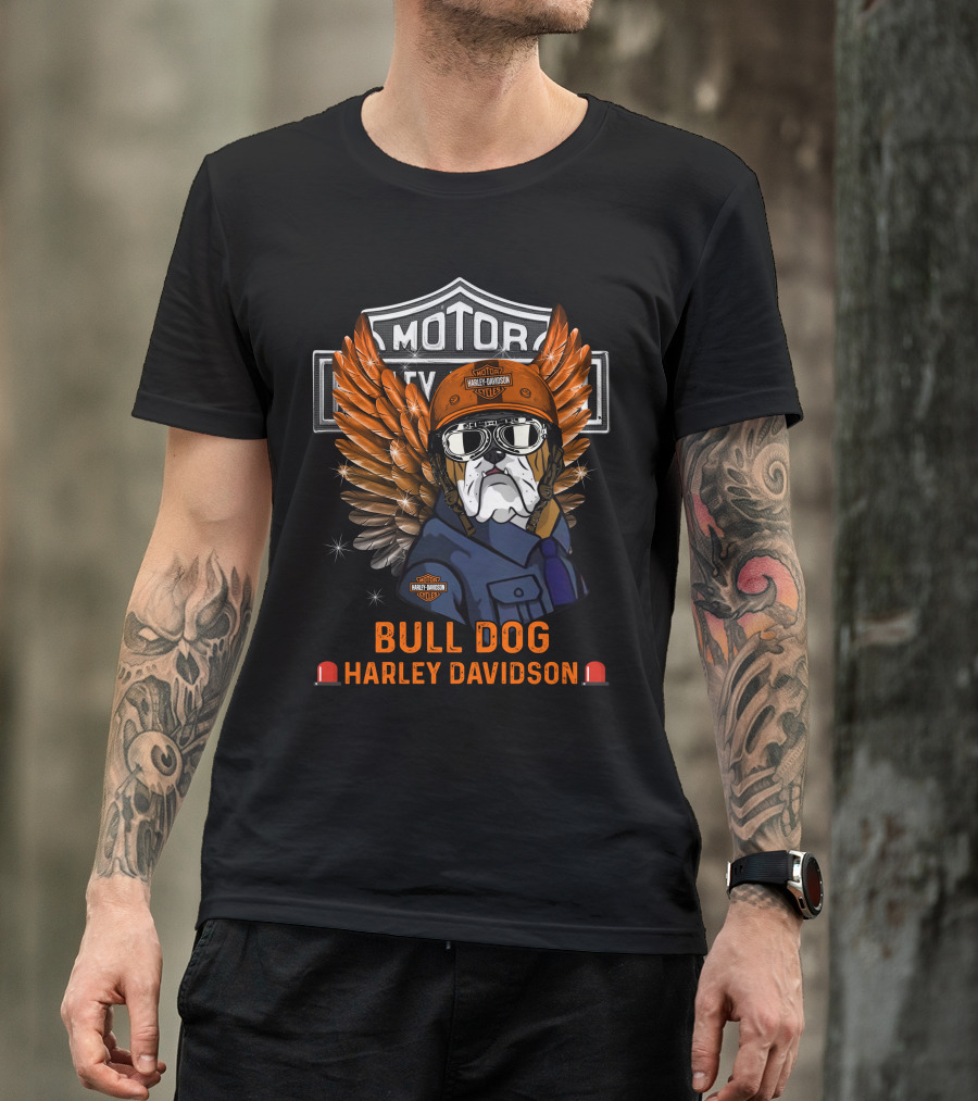 Bull Dog Harley Davidson Motorcycles Winged T-Shirt