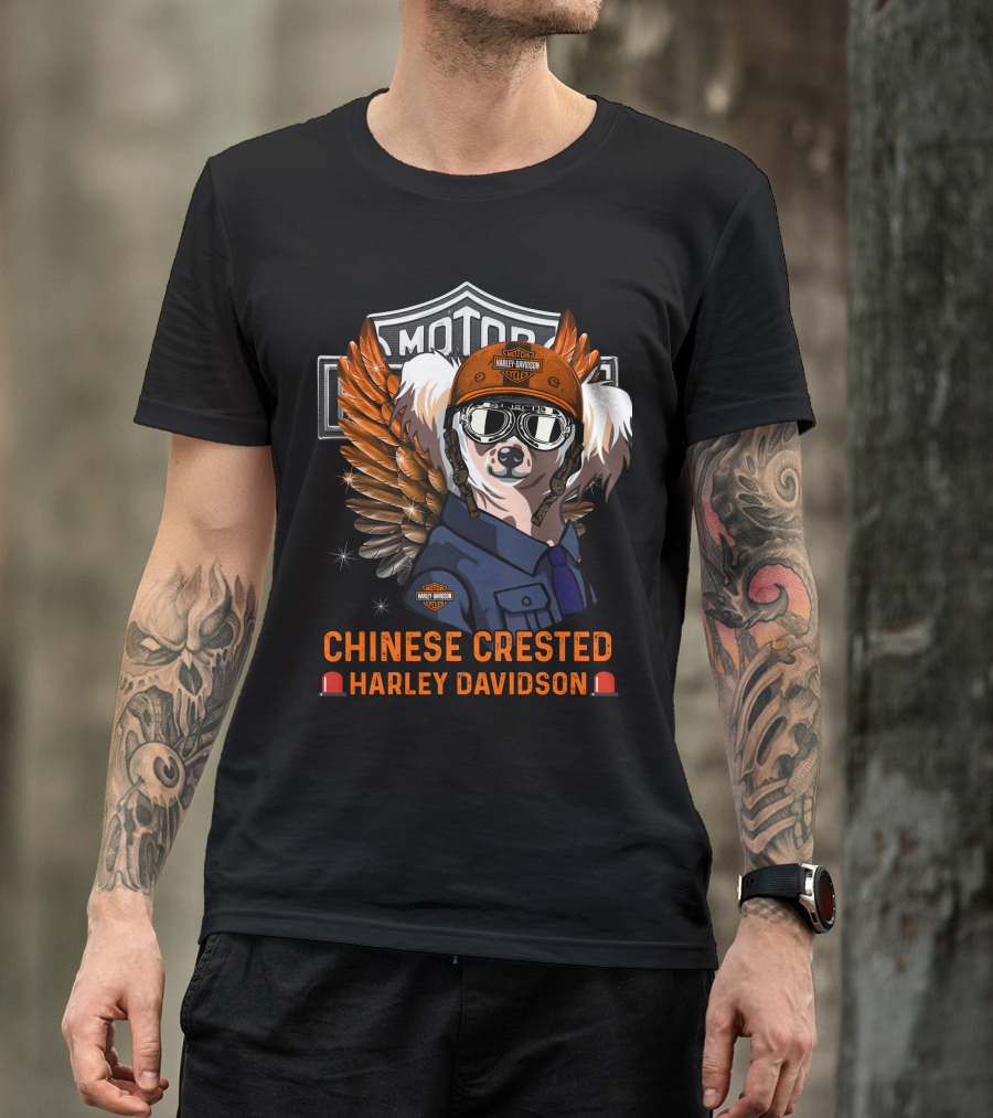 Chinese Crested Harley Davidson Motor Cycles T-Shirt