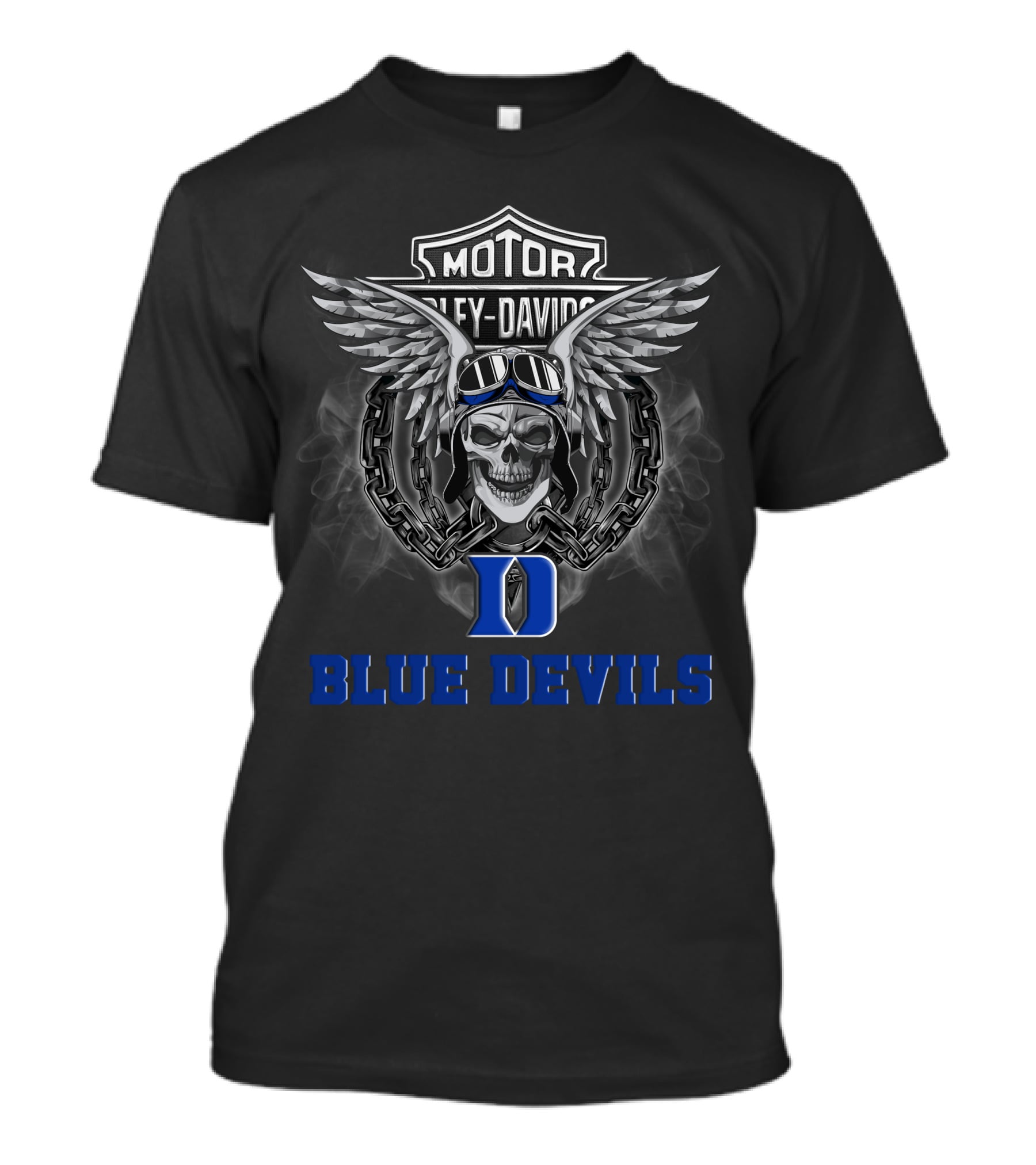 Motorcycle Skull Wings Duke Blue Devils Ncaa Football Fans T-Shirt