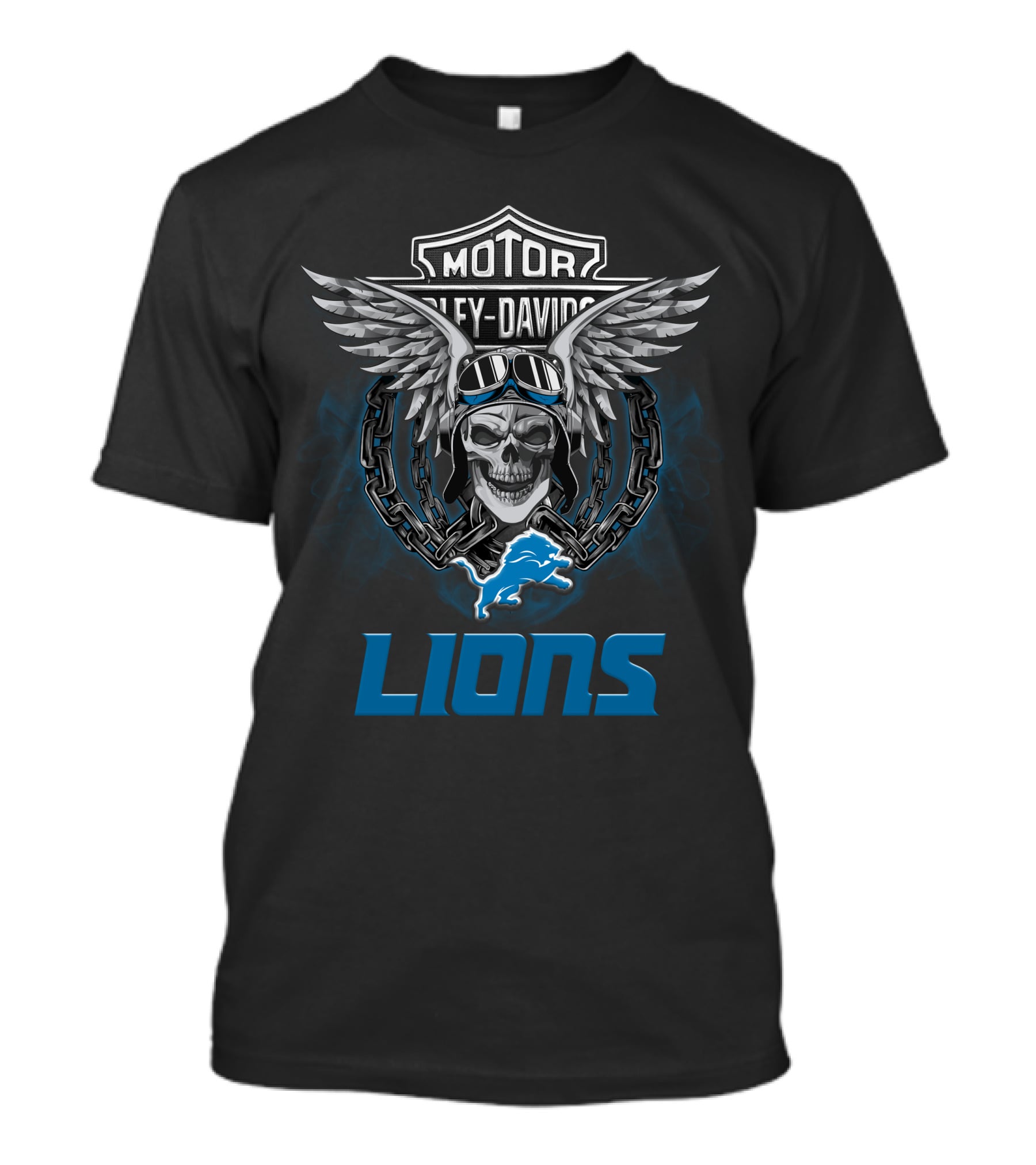 Motor Harley Davidson Nfl Detroit Lions Fans T-Shirt
