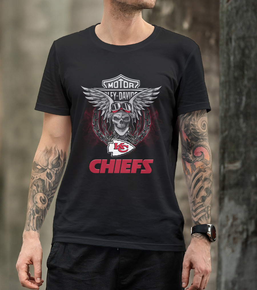 Motor Harley Davidson Kansas City Chiefs Nfl Football Fans T-Shirt