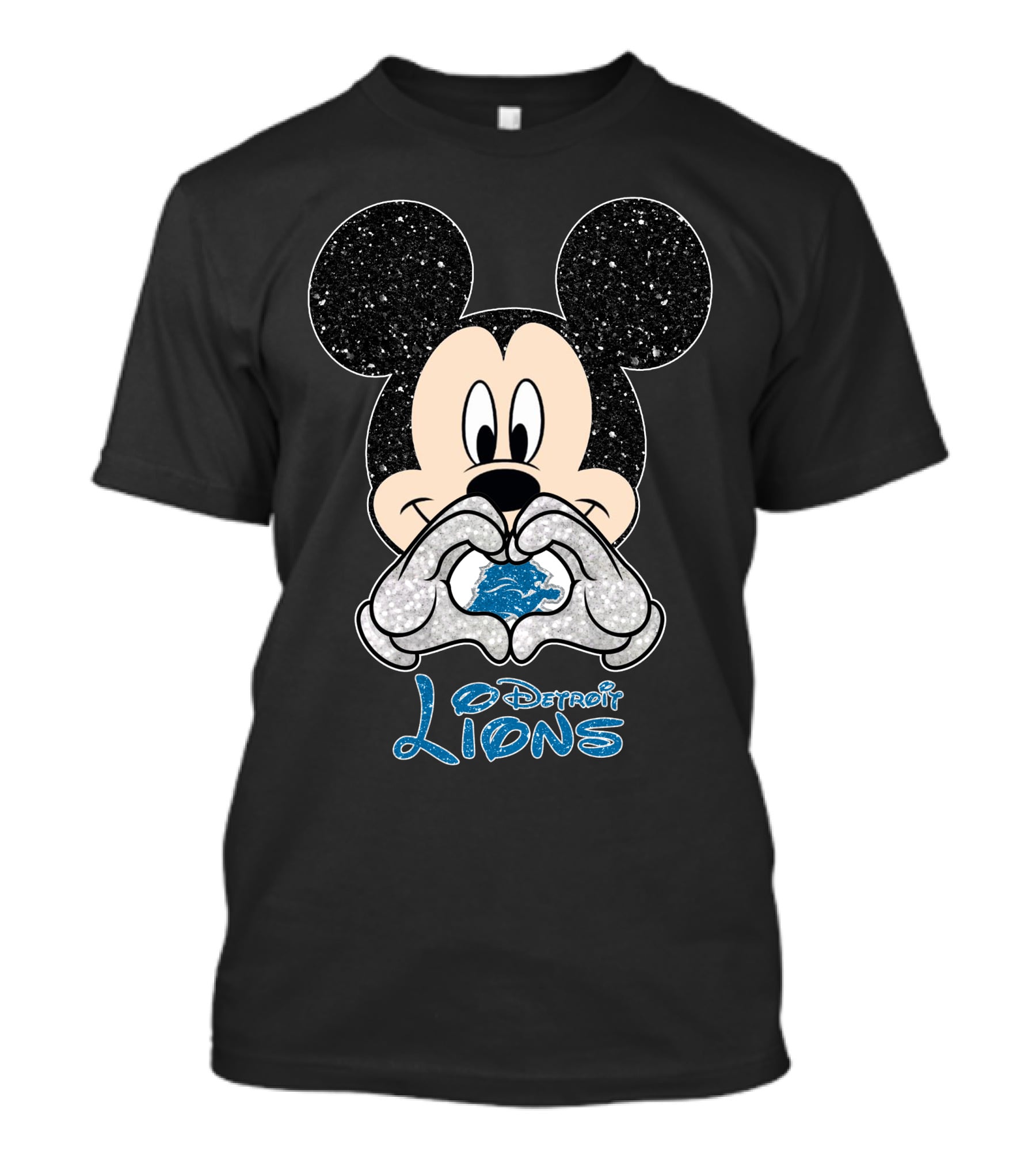 Mickey Mouse Heart Detroit Lions Fan Love T-Shirt