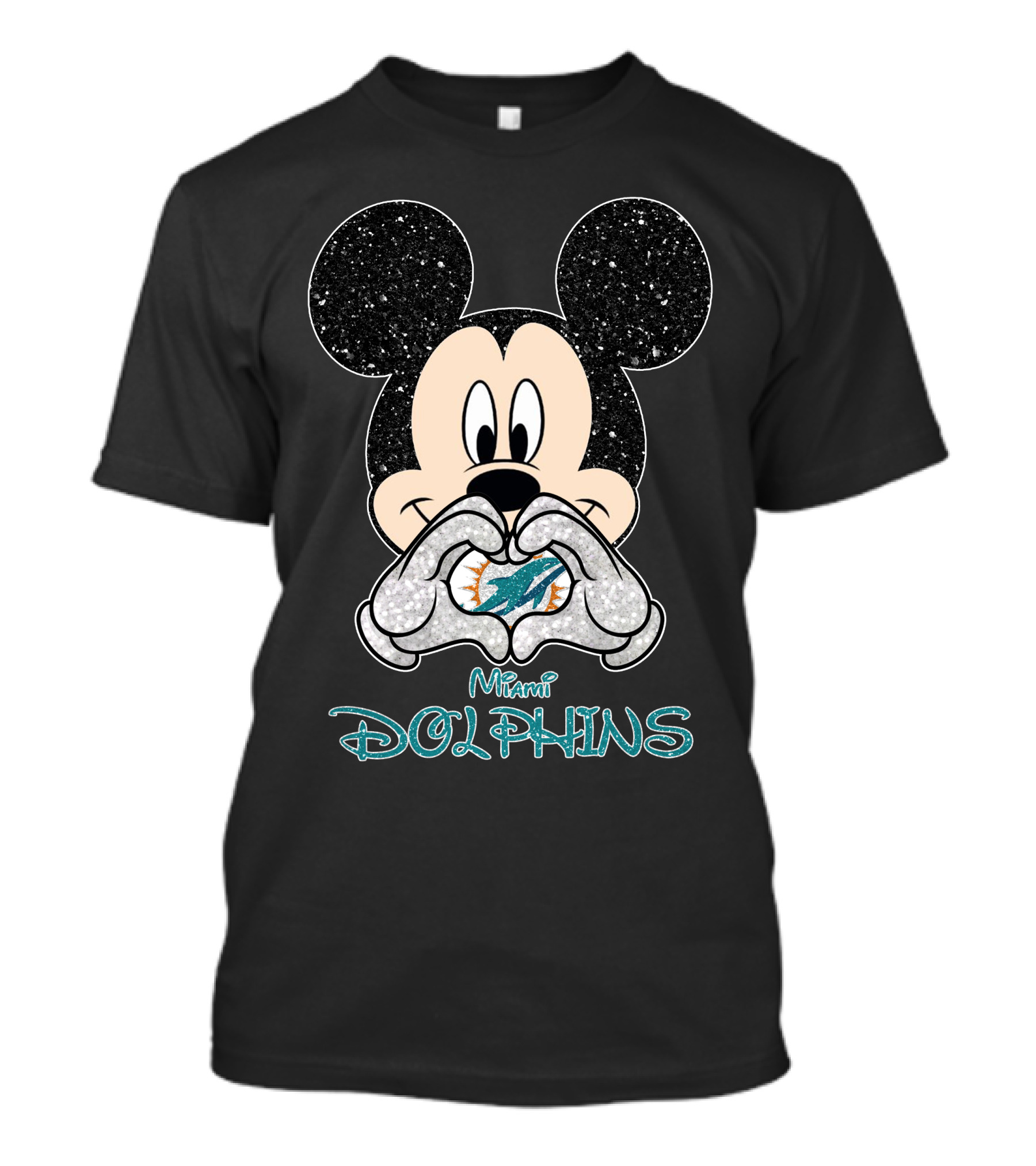 Mickey Miami Dolphins Heart Hands T-Shirt