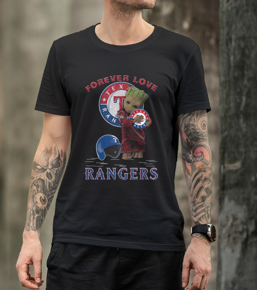 Forever Love Texas Rangers MLB Fans Groot Ranger Spirit T-Shirt