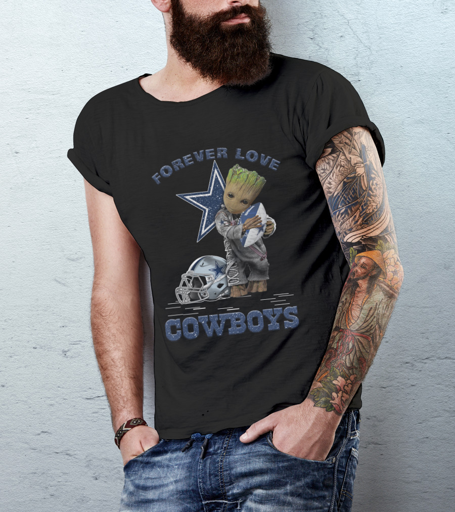 Forever Love Cowboys Groot Football Helmet Star T-Shirt