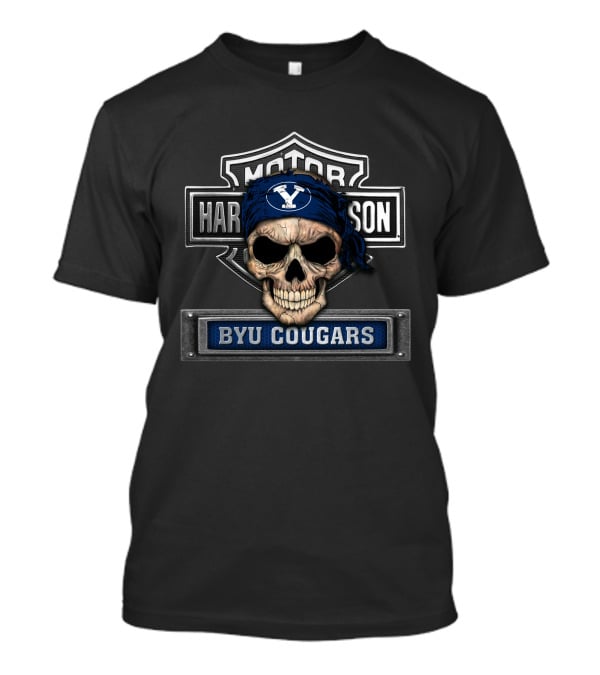 Harley Davidson Skull Bandana Byu Cougars T-Shirt
