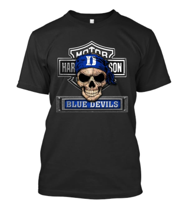 Motor Harley Davidson Skull Bandana Blue Devils T-Shirt
