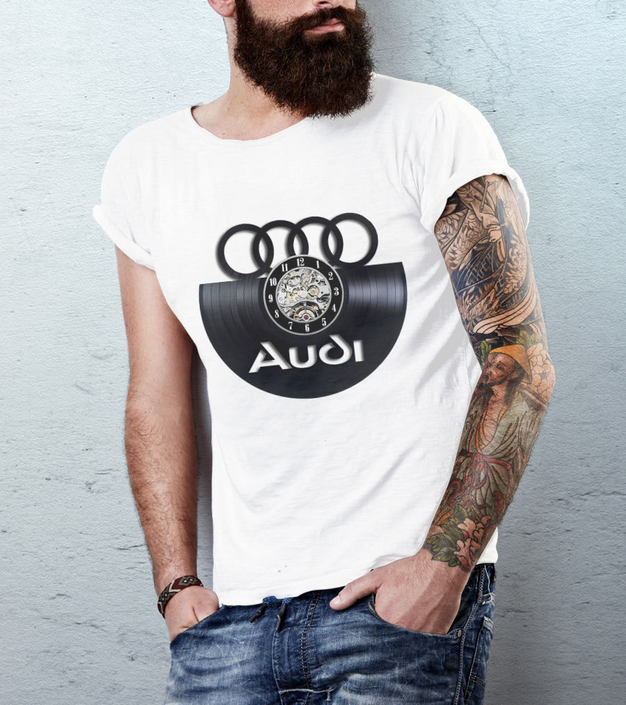 Audi Baronti Vinyl Clock With Four Rings And Gear Mechanism T-Shirt