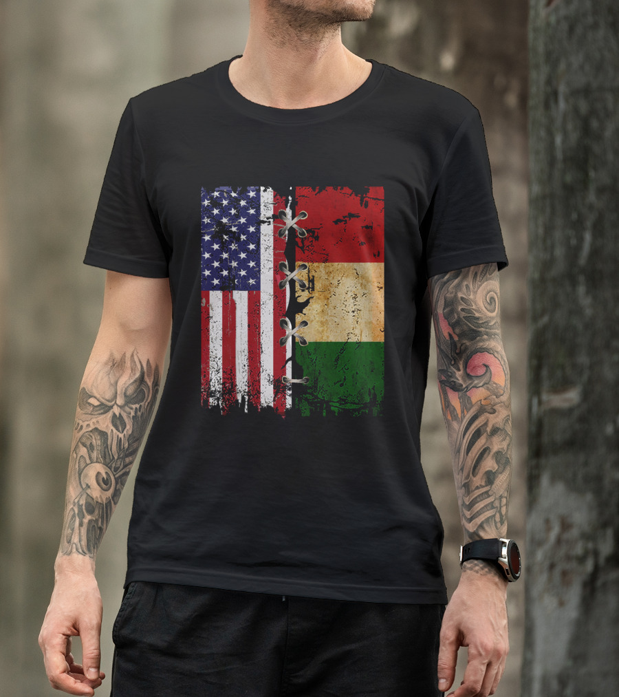 American Italian Flags United In T-Shirt