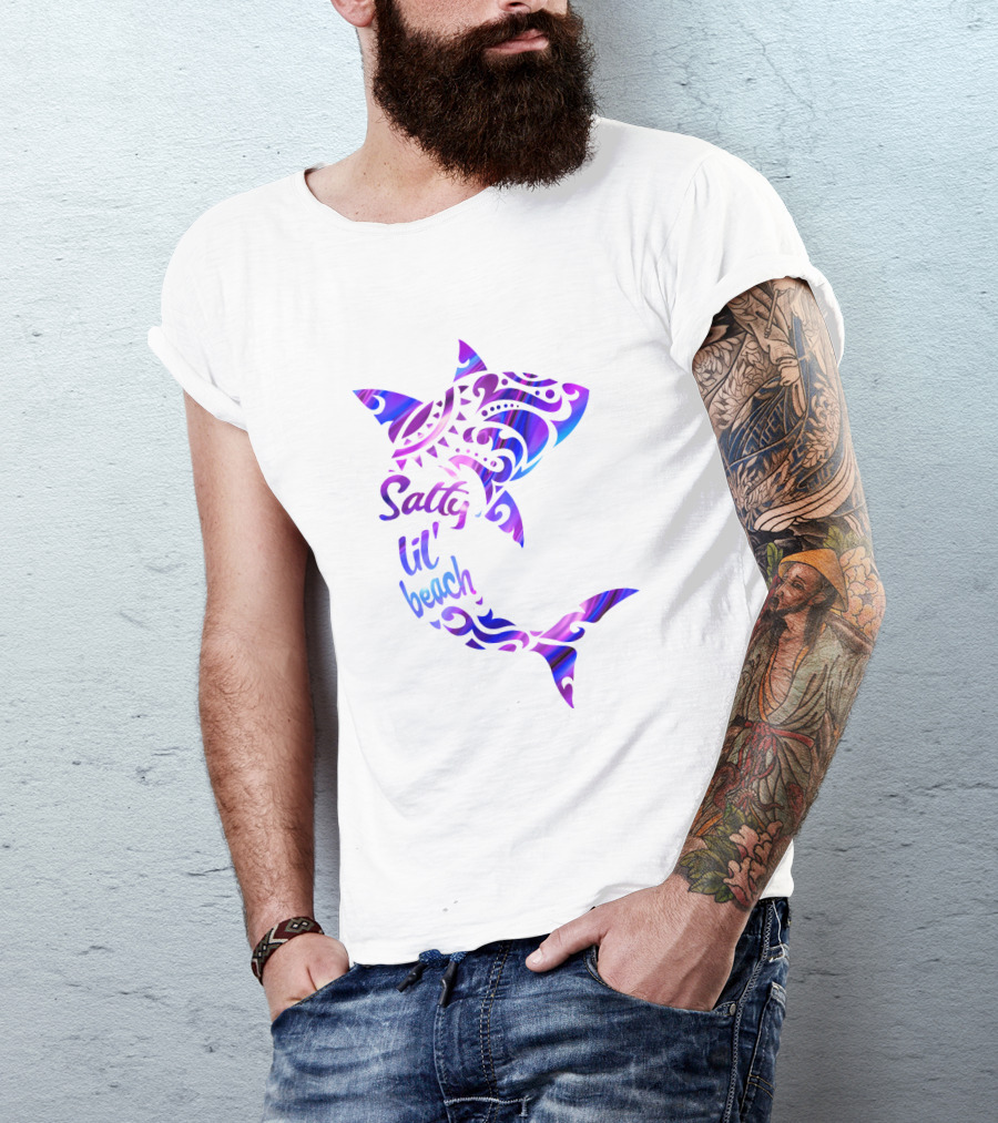 Salty Lil' Beach Shark Polynesian Tribal T-Shirt