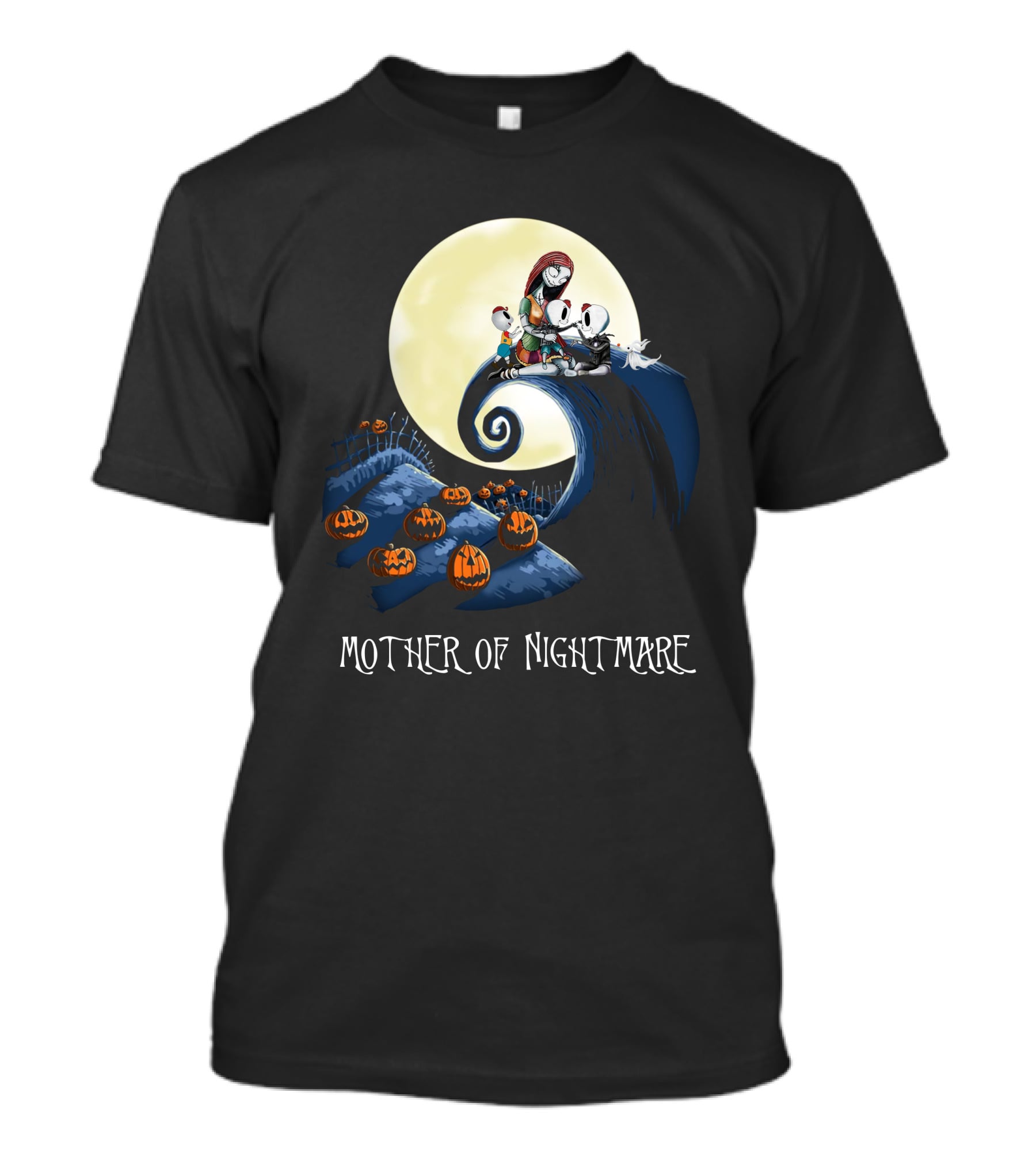 Mother Of Nightmare Curled Hill Pumpkins Moon Scene T-Shirt
