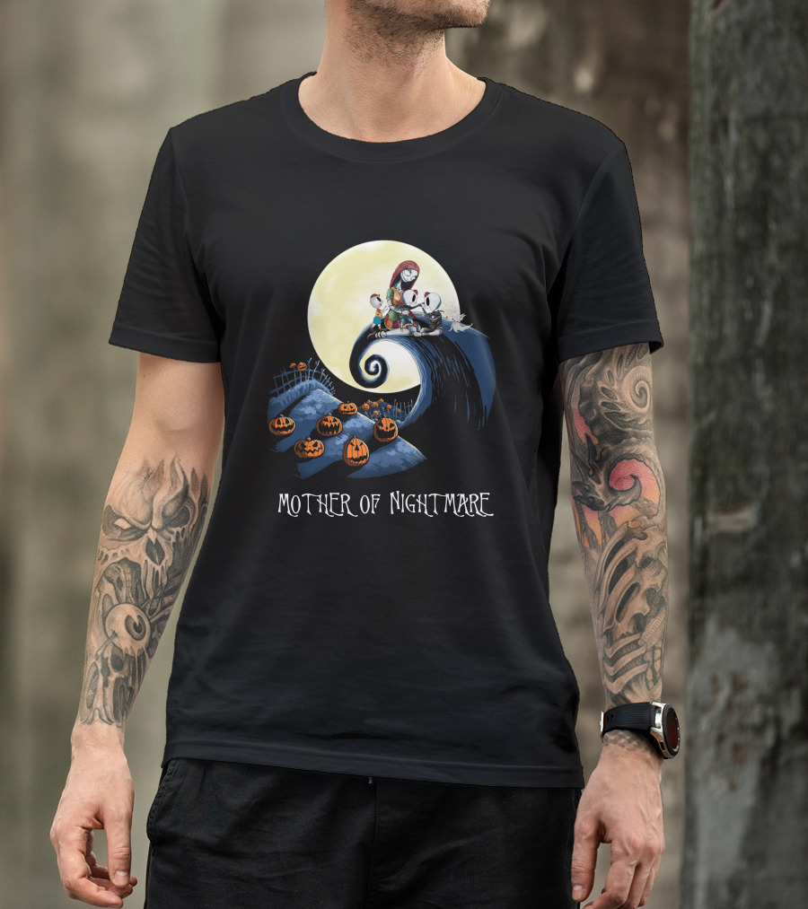 Mother Of Nightmare Curled Hill Pumpkins Moon Scene T-Shirt