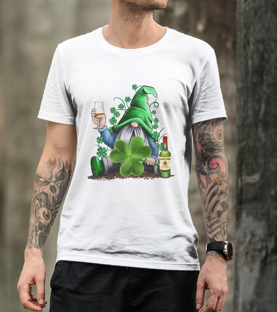 J A M E S O N Irish Gnome With Shamrocks And Whiskey T-Shirt