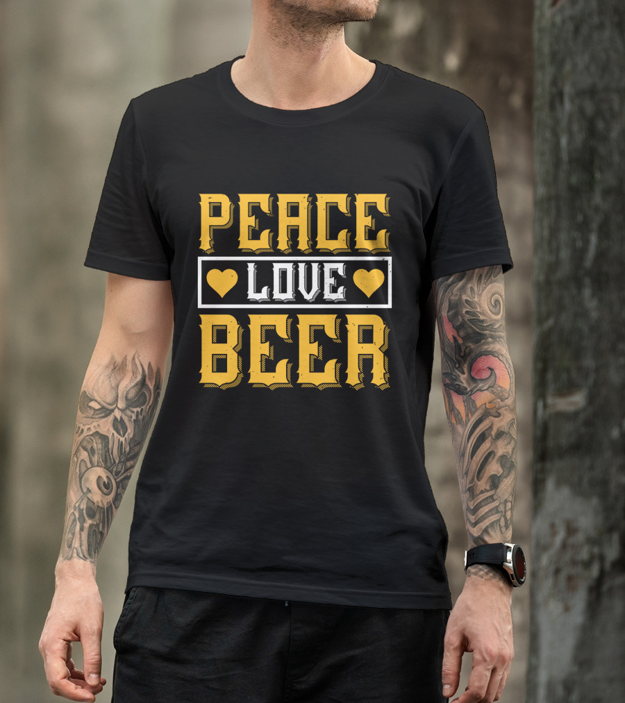 PEACE LOVE BEER HEARTS T-Shirt