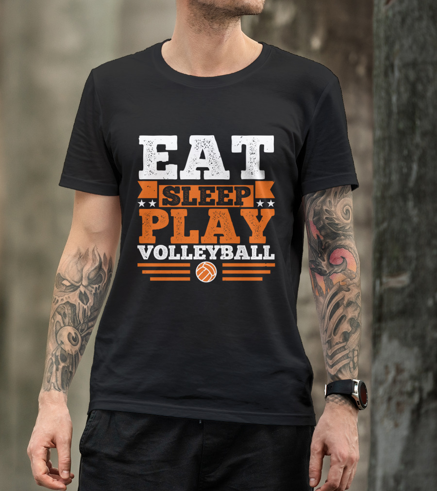 EAT SLEEP PLAY VOLLEYBALL Stars And Volleyball T-Shirt