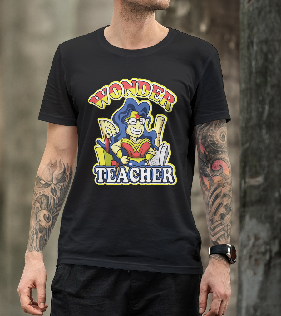 Wonder Teacher Superhero Parody With Classroom Tools T-Shirt